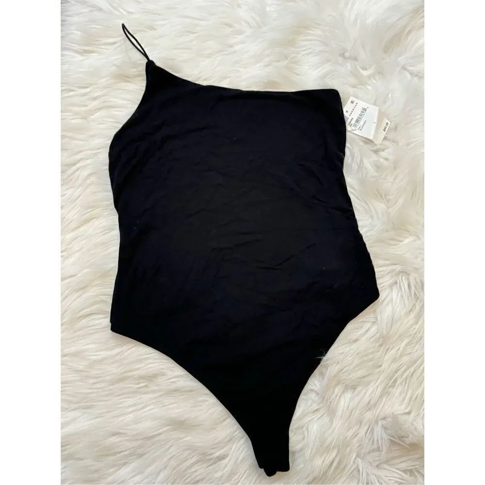 GOOD AMERICAN 90s Good Touch One-Shoulder Bodysuit Size 3
Black NWT
2